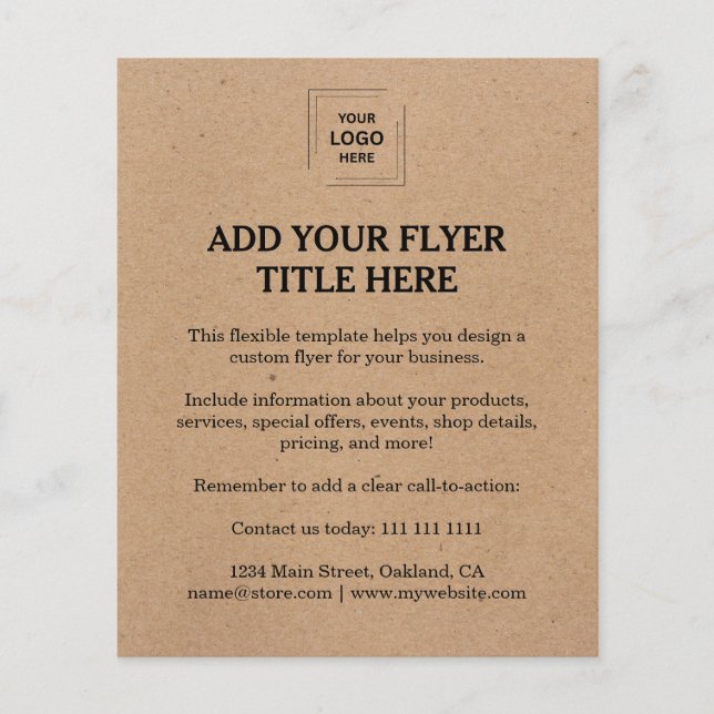 Rustic Kraft Business Branding Flyer Design (Front)