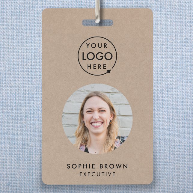 Rustic Kraft Business ID | Minimalist Employee QR ID Badge (Creator Uploaded)