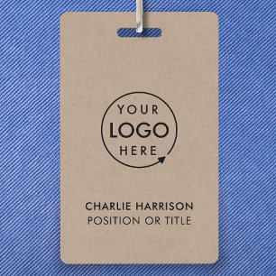 Rustic Kraft Business Logo ID Modern Employee ID Badge