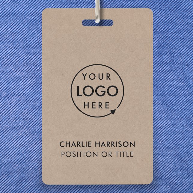 Rustic Kraft | Business Logo ID Modern Employee ID Badge (Rustic Kraft company branded staff ID badges for business events & employee identification.)