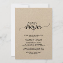 Rustic Kraft Calligraphy Baby Shower