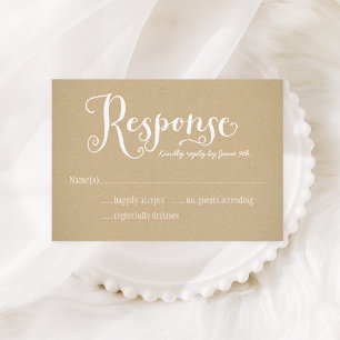 Rustic Kraft Calligraphy Wedding RSVP Card