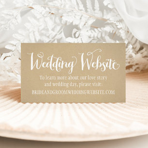 Rustic Kraft Calligraphy Wedding Website Enclosure Card