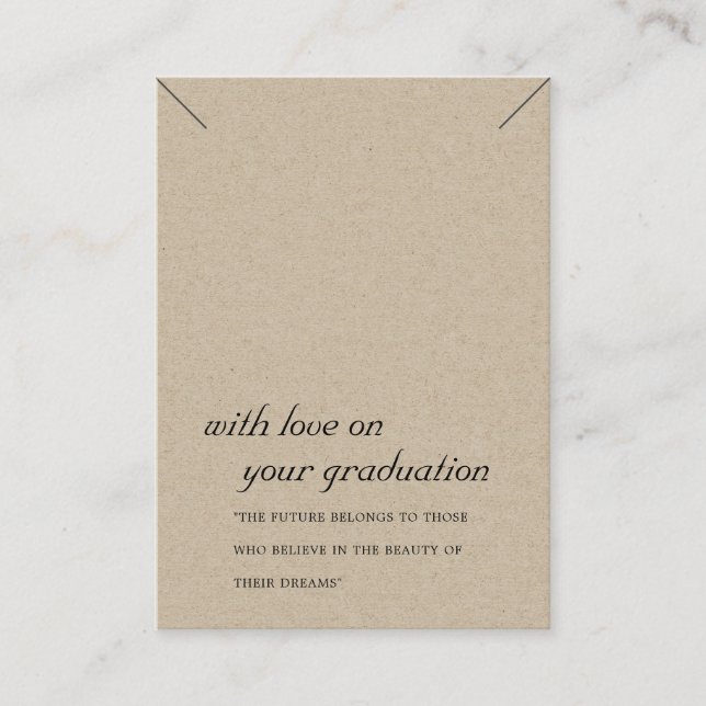 RUSTIC KRAFT CHIC GRADUATION NECKLACE DISPLAY CARD (Front)