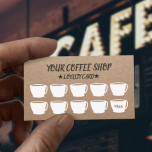 Rustic Kraft Coffee Cups Coffee Loyalty Cards