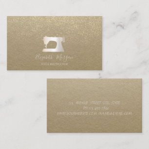 Rustic Kraft Confetti Gold Sewing Machine Business Card