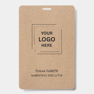Rustic Kraft Corporate Employee Identity Design ID Badge