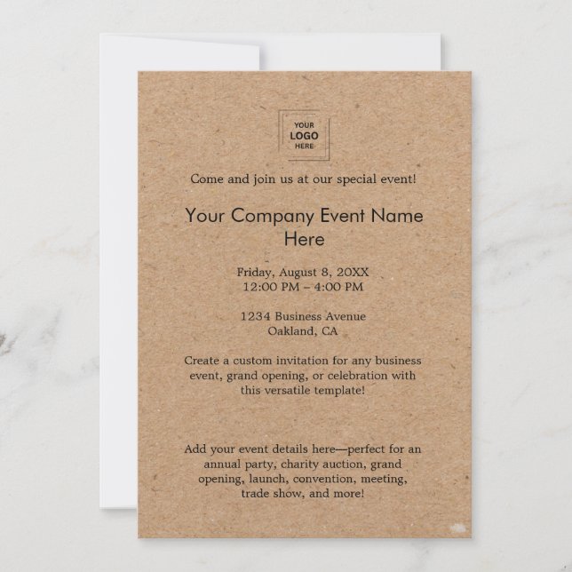 Rustic Kraft Corporate Event Branding Design Invitation (Front)