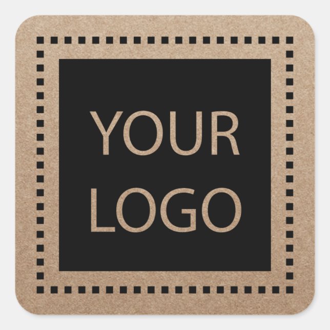 Rustic Kraft Custom Logo Minimalist Square Sticker (Front)