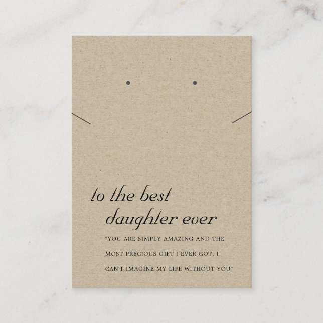 RUSTIC KRAFT DAUGHTER GIFT NECKLACE EARRING CARD (Front)