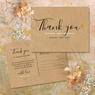 Rustic Kraft Elegant Script Thank You Postcard