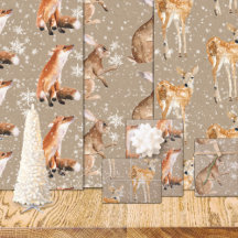 Rustic Kraft Elegant Snowy Winter Animals