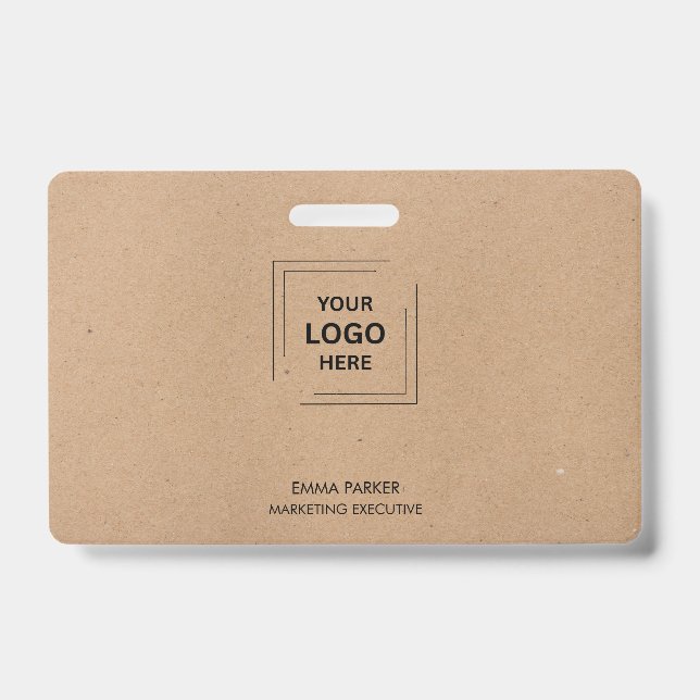 Rustic Kraft Employee Identity Design ID Badge (Front)