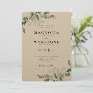 Rustic Kraft Eucalyptus Botanical Wedding Invitation