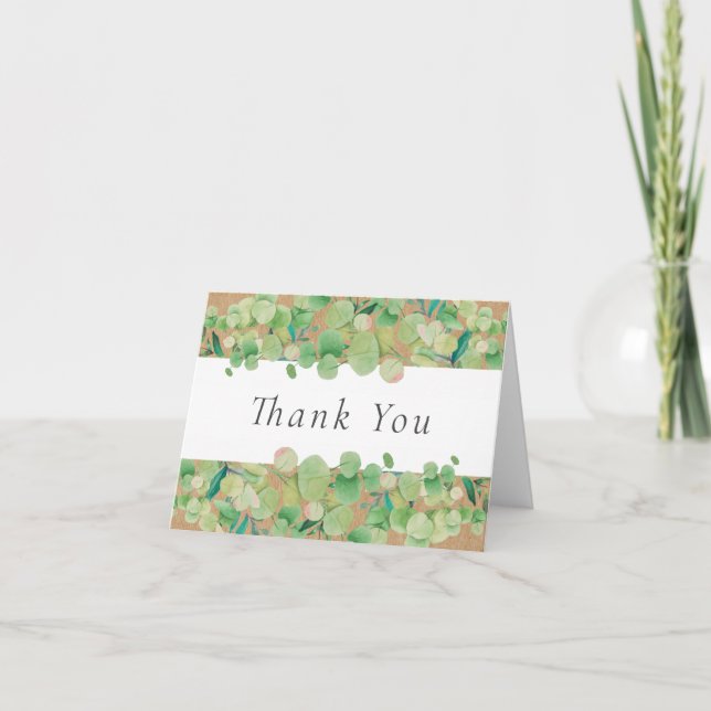 Rustic Kraft Eucalyptus Floral Thank You Card (Front)