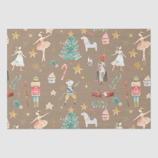 Rustic Kraft Everything Nutcracker Christmas Tissue Paper (Front)