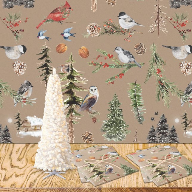 Rustic Kraft Everything Woodland Winter Birds Wrapping Paper (Rustic Kraft Everything Woodland Winter Birds Wrapping Paper Rolls)