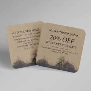 Rustic kraft Fall winter discount card