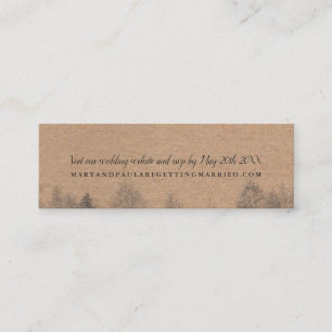 Rustic kraft Fall winter pine trees wedding detail Mini Business Card