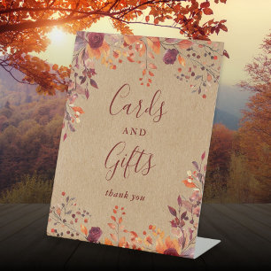 Rustic Kraft Floral Autumn Fall Cards And Gifts Pedestal Sign
