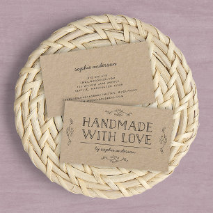 Rustic Kraft Flourishes Handmade With Love Business Card