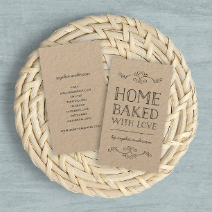 Rustic Kraft Flourishes Home Baked With Love Business Card