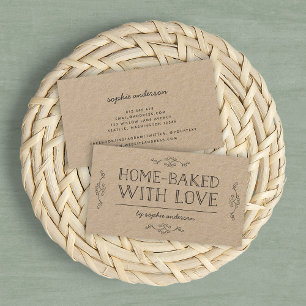 Rustic Kraft Flourishes Home Baked With Love Business Card