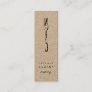 Rustic Kraft Fork Mini Business Card