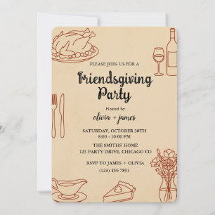 Rustic Kraft Friendsgiving Dinner Party Invitation