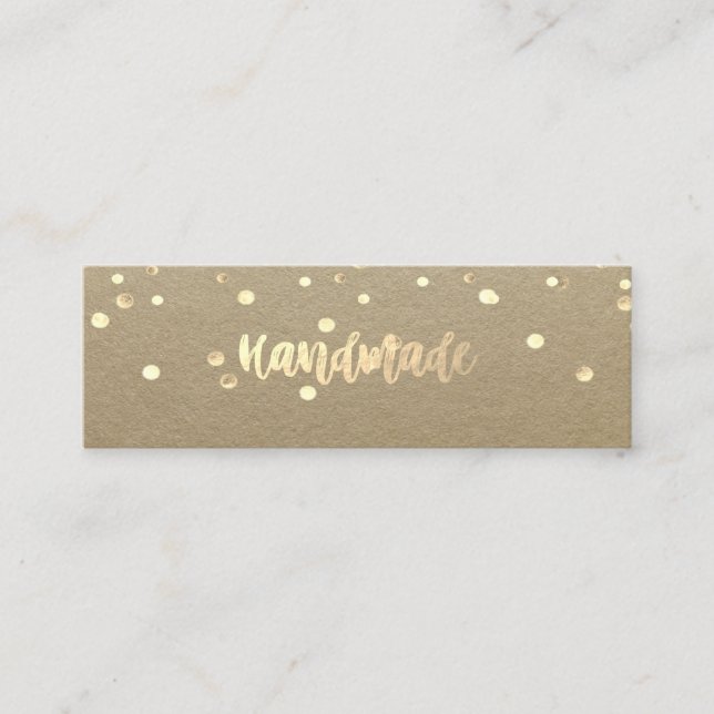 Rustic Kraft,Gold Confetti, Handmade Mini Business Card (Front)