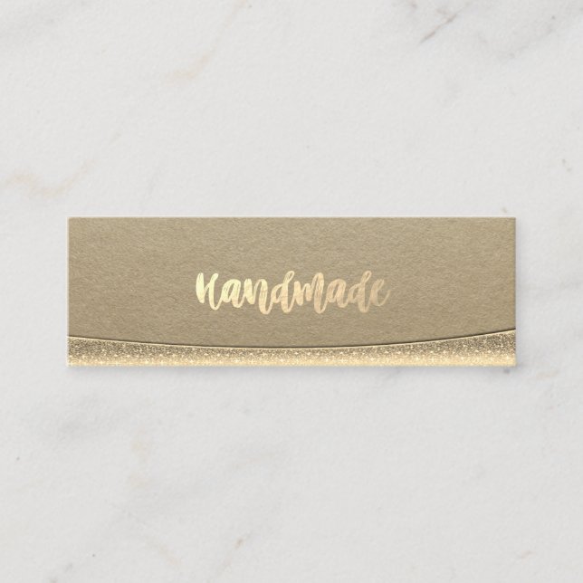 Rustic Kraft,Gold  Handmade Mini Business Card (Front)
