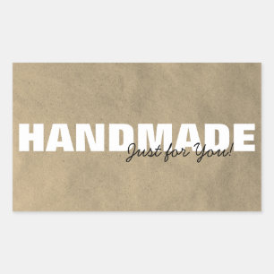 Rustic Kraft Handmade Just for You Business/Gift  Rectangular Sticker