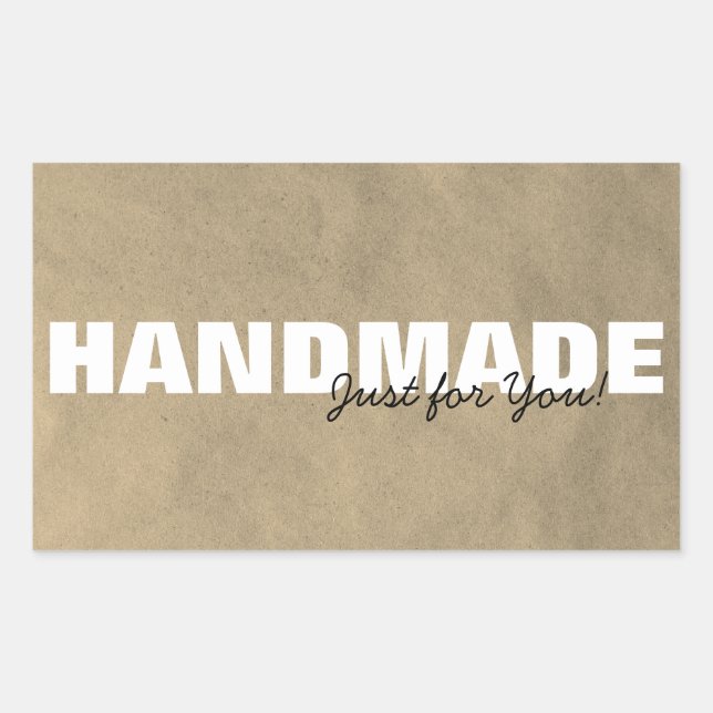Rustic Kraft Handmade Just for You Business/Gift  Rectangular Sticker (Front)