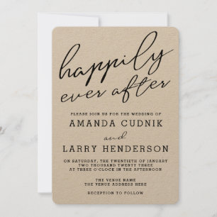 Rustic Kraft Happily Ever After Wedding Invitation