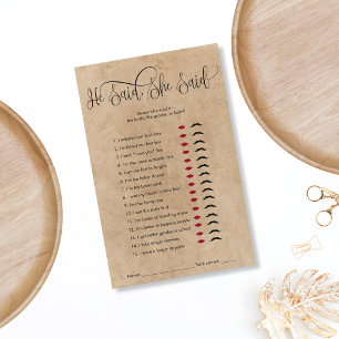 Rustic Kraft He Said She Said Bridal Shower Game
