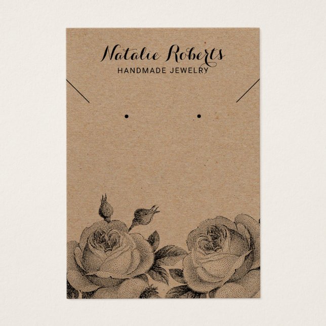 Rustic Kraft Jewelry Necklace Floral Display (Front)