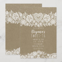 Rustic Kraft Lace Farmhouse Sweet 16 Birthday