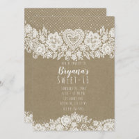 Rustic Kraft Lace Farmhouse Sweet 16 Birthday
