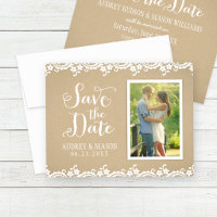 Rustic Kraft Lace Photo Wedding