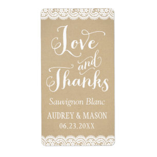 Rustic Kraft Lace Wine Wedding Favour