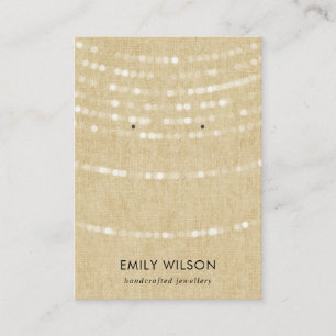 RUSTIC KRAFT LIGHT STRINGS STUD EARRING DISPLAY BUSINESS CARD