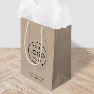 Rustic Kraft Logo Business Modern Natural Medium Gift Bag