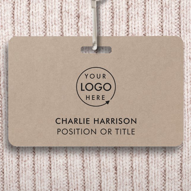 Rustic Kraft Logo | Employee ID Minimalist Staff ID Badge (Rustic Kraft company branded staff ID badges for business events & employee identification.)