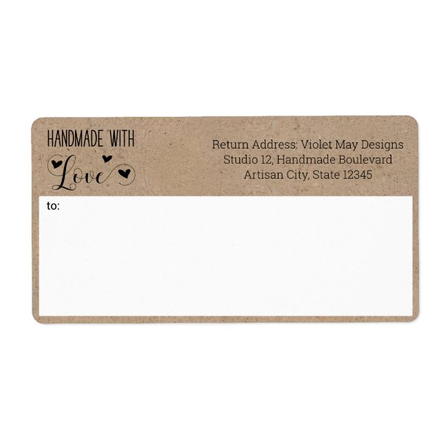 Rustic Kraft Look 2-in-1 Return & Shipping Address (Front)