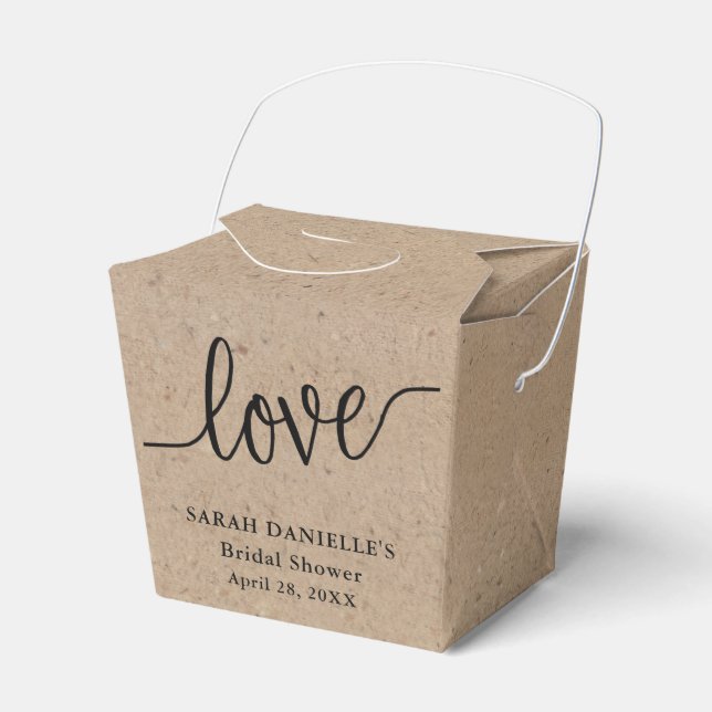Rustic Kraft Love Custom Take Out Favour Box (Front Side)