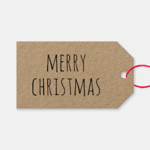 Rustic Kraft Merry Christmas   Holiday Minimalist Gift Tags