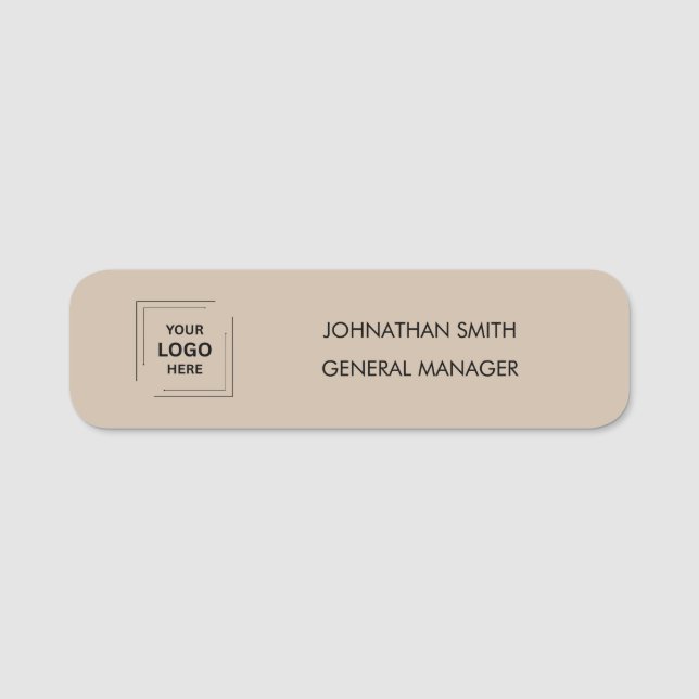 Rustic Kraft Minimal Modern Business Identity Name Tag (Front)