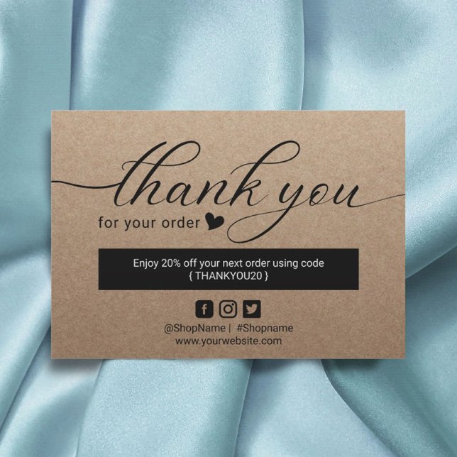 Rustic Kraft Minimalist Order Thank You Card (Creator Uploaded)