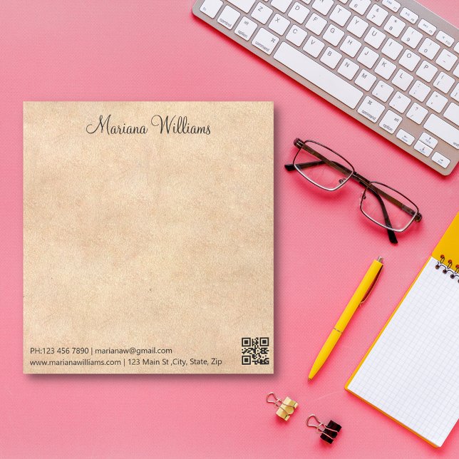 rustic kraft minimalist qr code trendy business notepad (Creator Uploaded)