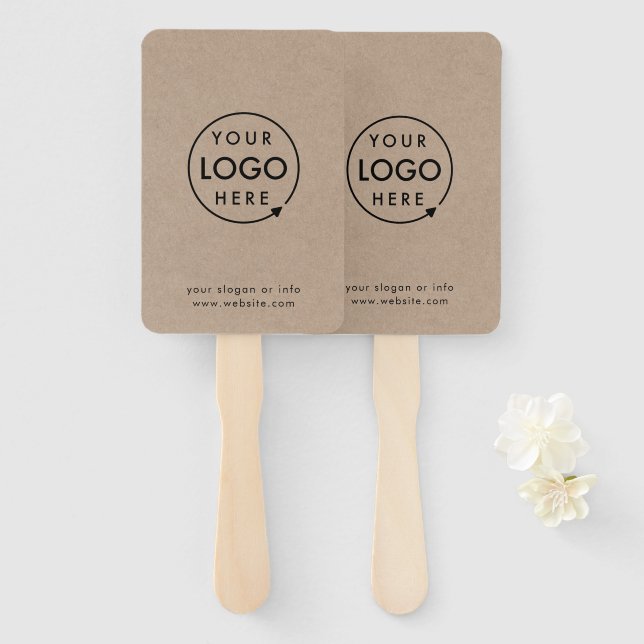 Rustic Kraft | Modern Business Logo Promotional Hand Fan (Front and Back)